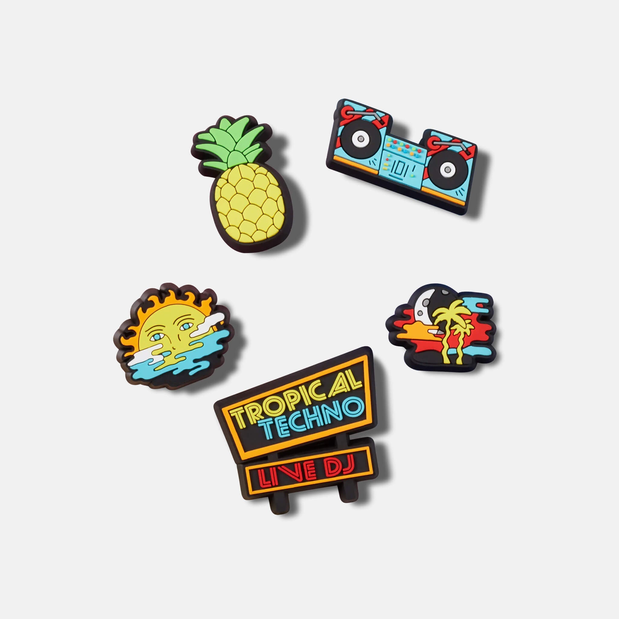 Odznáčky Jibbitz – Tropical Techno DJ 5-Pack