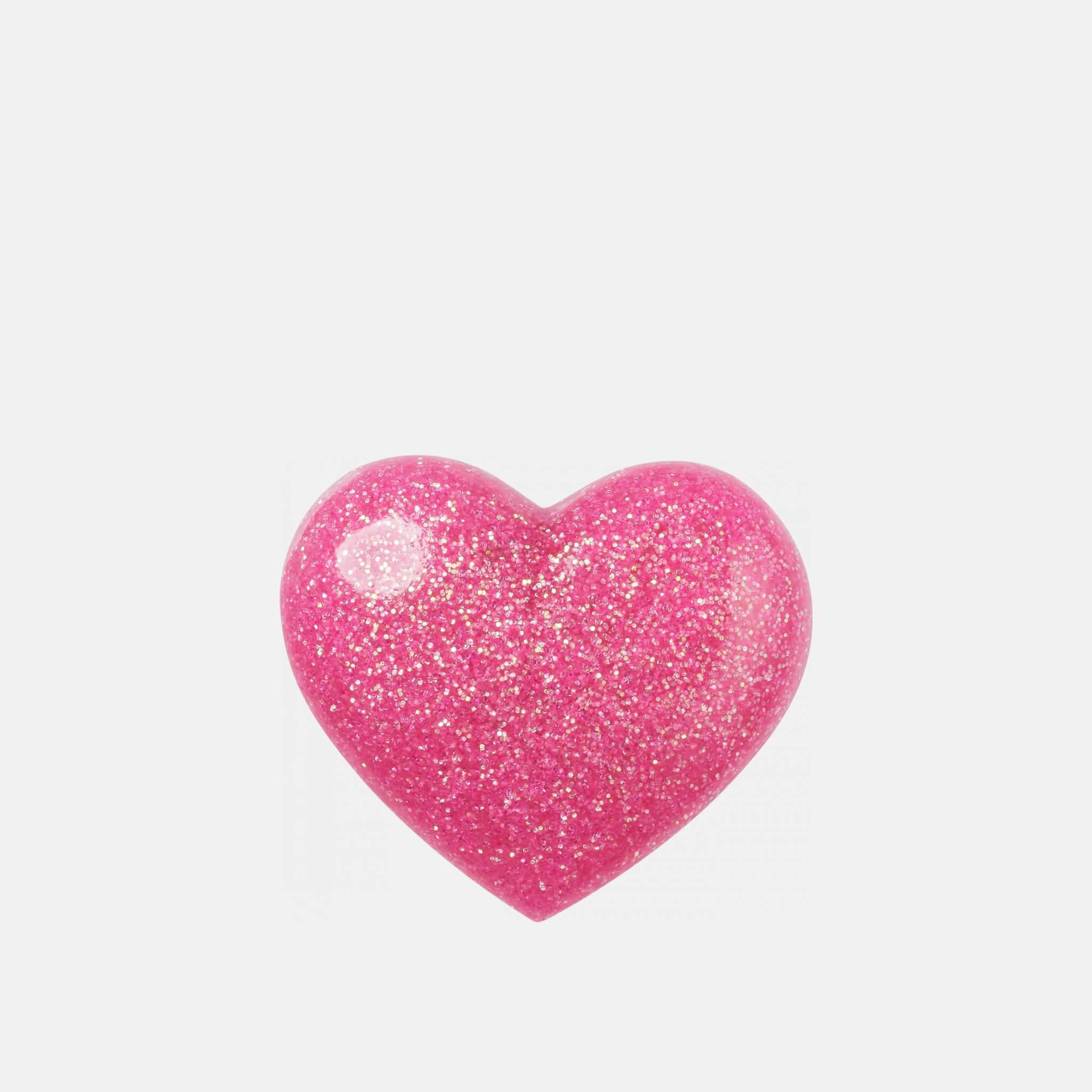 Jibbitz – Pink 3D Glitter Heart Pin